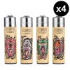 Clipper Mini Wild Animals x4 - Lot de 4 briquets à pierre rechargeables décorés