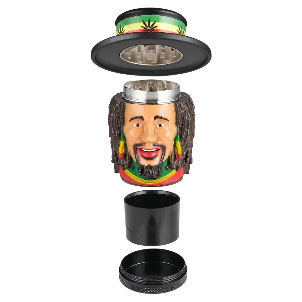 Grinder original forme tête de rasta - contient un filtre polinator pour filtrer la weed et récupérer le pollen (kief)
