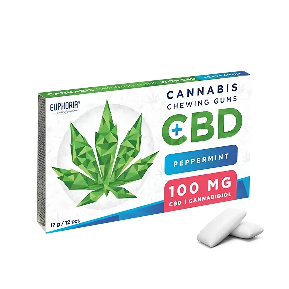 Paquet de chewing gum au CBD - arôme naturel de menthe poivrée