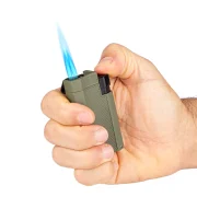 Briquet tempête avec flamme puissante bleue.