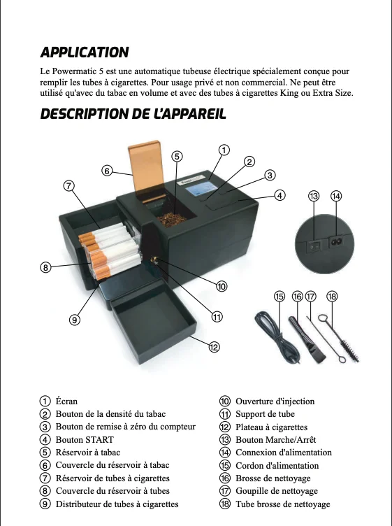 Mode d'emploi utilisation tubeuse électrique Powermatic 5.