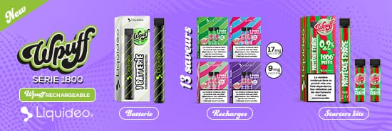 puff liquideo - batterie rechargeable - pod à clipser