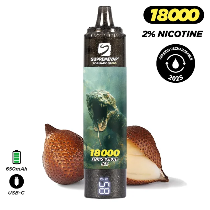 Puff 18000 2% Nicotine Supremevap Tornado - Fruit du serpent Ice