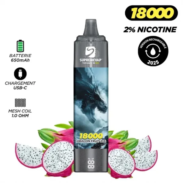 Lot de 10 puffs 18000 tornado supremevap avec nicotine.