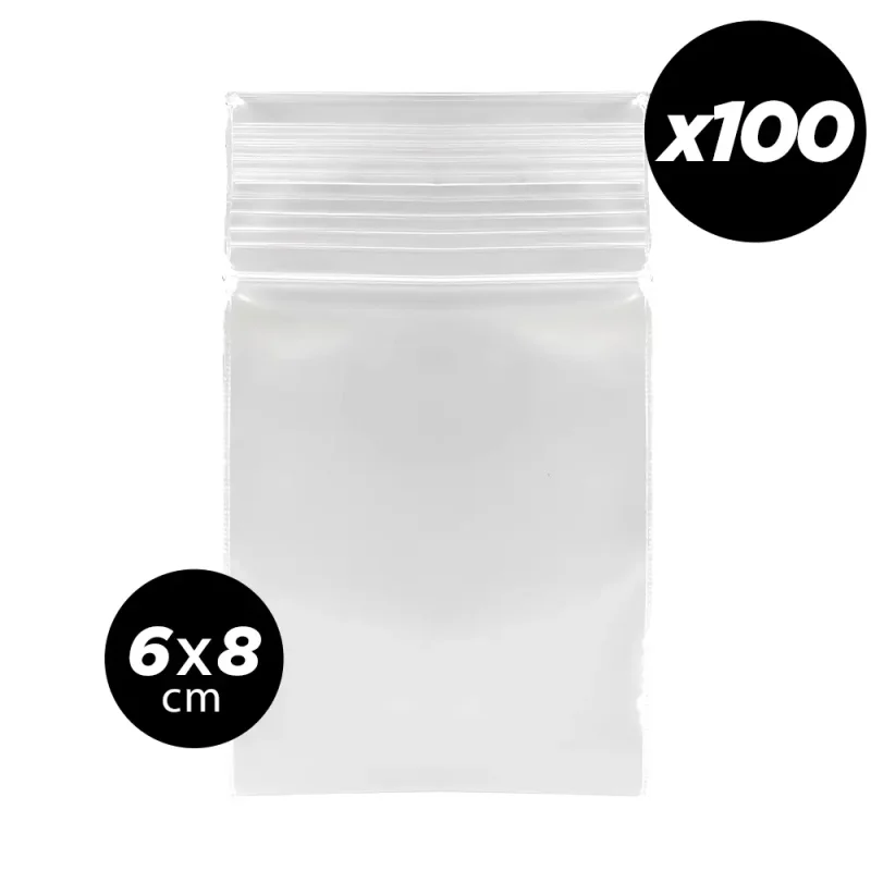 100 Pochons Zip Hermétiques - sachets plastiques pour herbe
