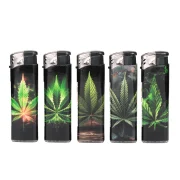 Lot de 5 briquets électroniques rechargeables LUX - Design feuilles de cannabis