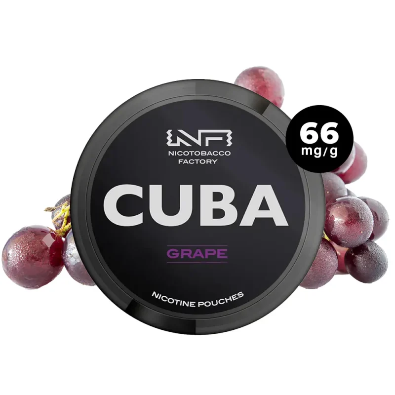 Snus CUBA Grape (Raisin) - 66mg de nicotine, dosage extra fort.