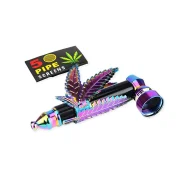 pipe en métal ragga original feuille de cannabis avec set de grilles de rechange.