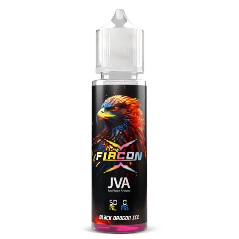 Eliquide fruit du dragon ice JVA 50 ml - Flacon avec dessin d'aigle - Goût identique à la puff JNR Black Dragon Ice