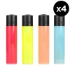 Clipper, lot de 4 briquets rechargeables au gaz - 4 coloris variés unis : rouge, jaune, orange et bleu.