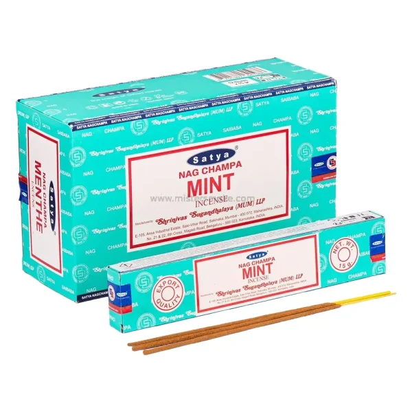 Encens Menthe Satya – Boite de 12 paquets de 15 g