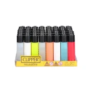 Boite de 48 briquets clipper colorés transparents rechargeables