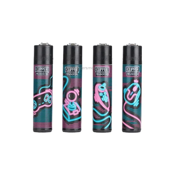 clipper games and hobbies neon - lot de 4 briquets rechargeables en gaz