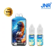 Puff JNR Falcon X avec ses 2 flacons de e-liquide.