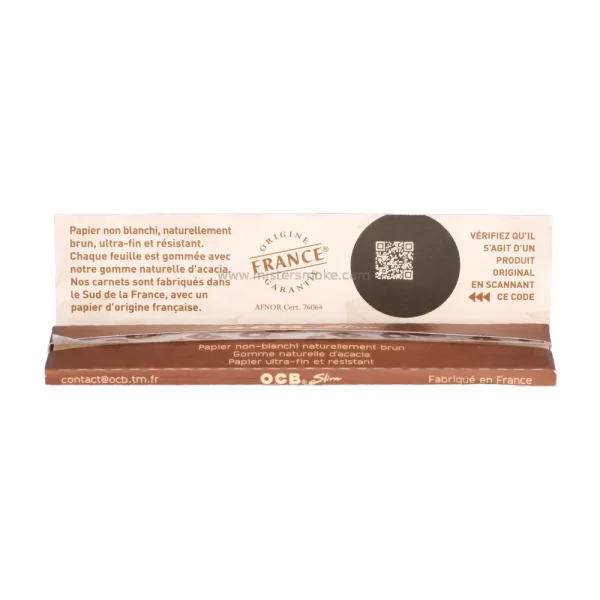 carnet OCB slim virgin (feuille à rouler non blanchie)