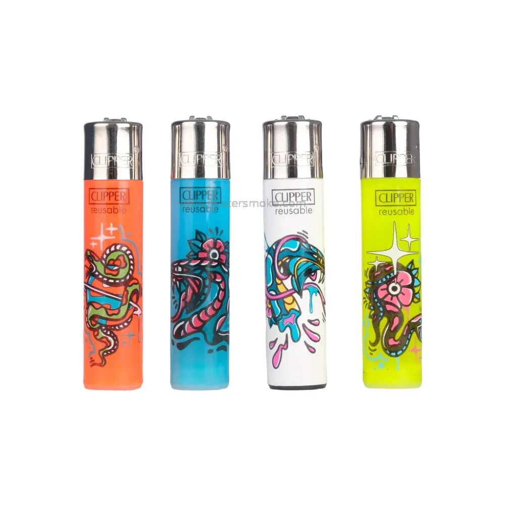 Lot De 4 Briquets Clipper Avec Stylo à Bille - Modèle Clipper Man 1, Design Unique, Qualité Garantie