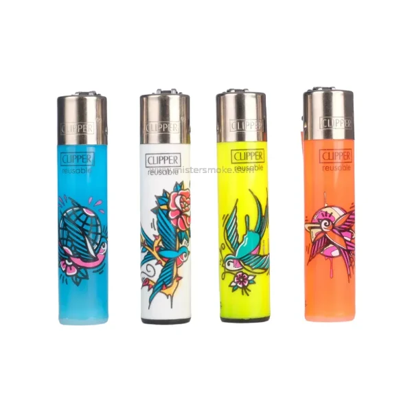 Clipper Maxi Animals Mix Birds – Lot de 4 briquets à pierre motif oiseau