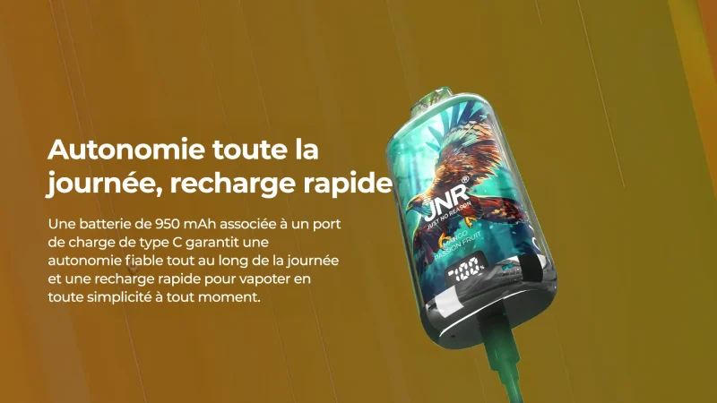 Puff JNR XXL 28K longue durée grâce à sa batterie performante.