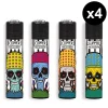 Lot de 4 Briquets Clipper Skull Mushroom - Format Maxi