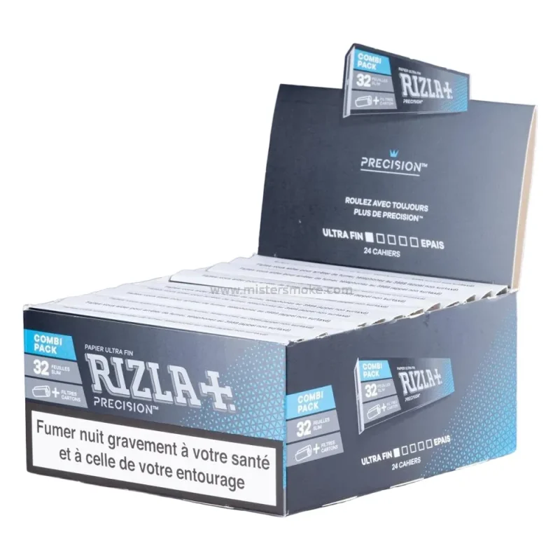 Rizla slim precision slim + tips - combi pack - boite de 24 carnets