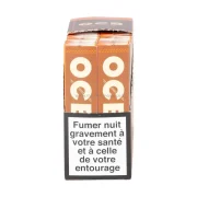 Boite OCB Slim Virgin vue de face avec mentions sanitaires - Boite de 50 carnets de feuilles à rouler naturelles et non blanchies.