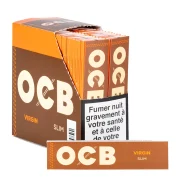OCB Slim Virgin - Feuille à rouler non blanchie au chlore, sans additifs, sans OGM. Boite de 50 carnets au meilleur prix. Livraison 24h.