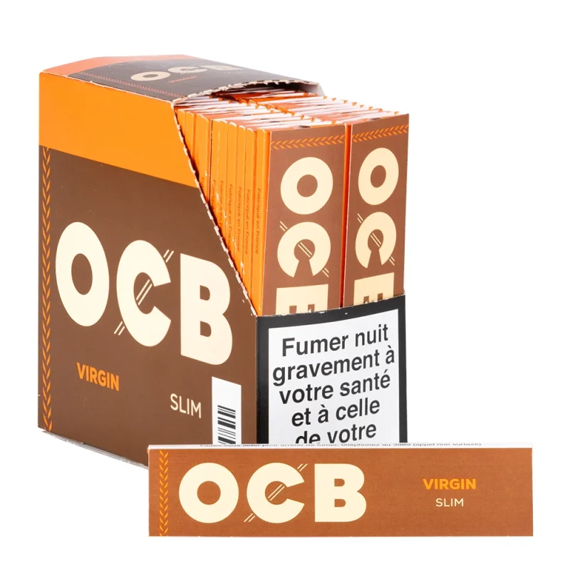OCB Slim Virgin - Feuille à rouler non blanchie au chlore, sans additifs, sans OGM. Boite de 50 carnets au meilleur prix. Livraison 24h.
