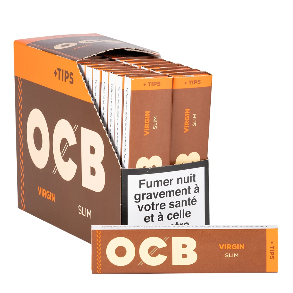 Boite de carnets de feuilles à rouler OCB Virgin slim avec filtres tips
