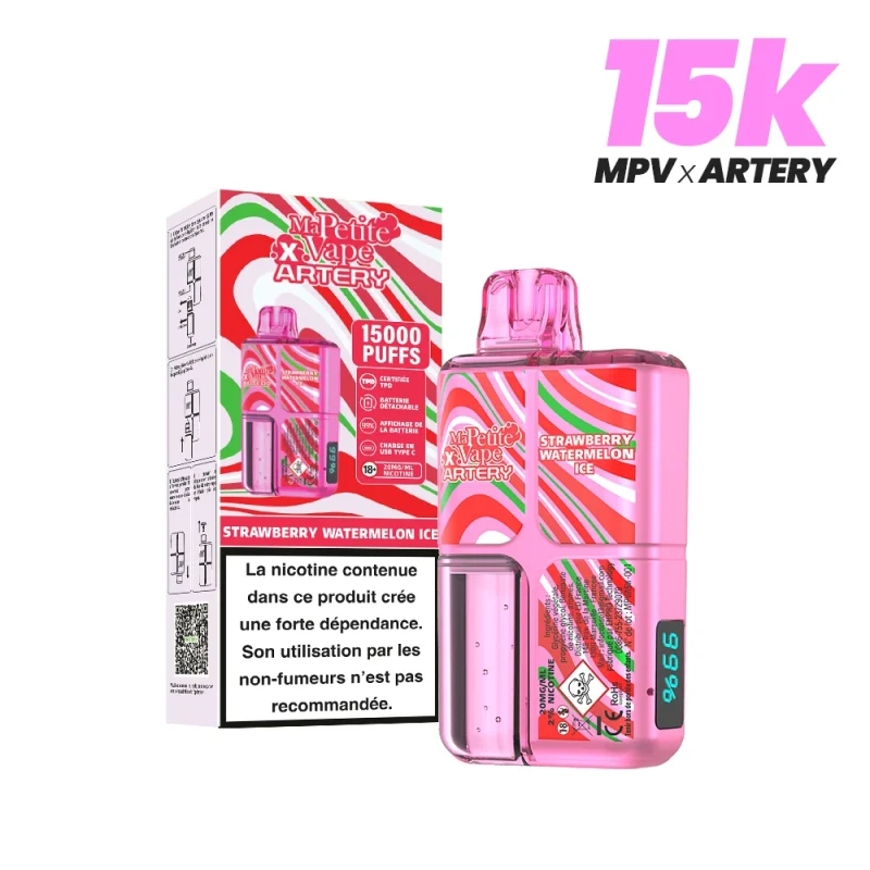 Puff 15000 bouffées goût Fraise et Pastèque Ice