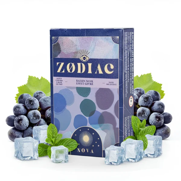 Goût chicha Zodiac sans tabac, sans nicotine - Nova (Raisin noir givré)