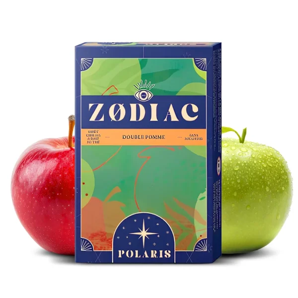goût chicha double pomme de la marque Zodiac - sans tabac, sans nicotine.