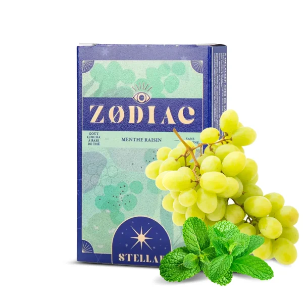 Zodiac Stellar - Gout chicha raisin menthe sans tabac, sans nicotine.