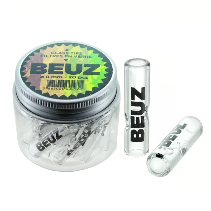 Boite de 10 filtres en verre BEUZ 8 mm pour cigarettes roulées et joints - embouts réutilisables et lavables