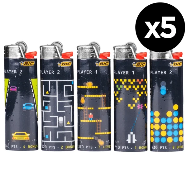 Briquets BIC Maxi Gaming Addict - Le pack de 5 pour les vrais joueurs