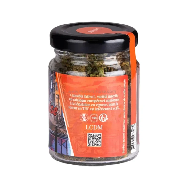 Pot de 12g de fleurs de cbd de première qualité hollandaise, variété Orange Bud