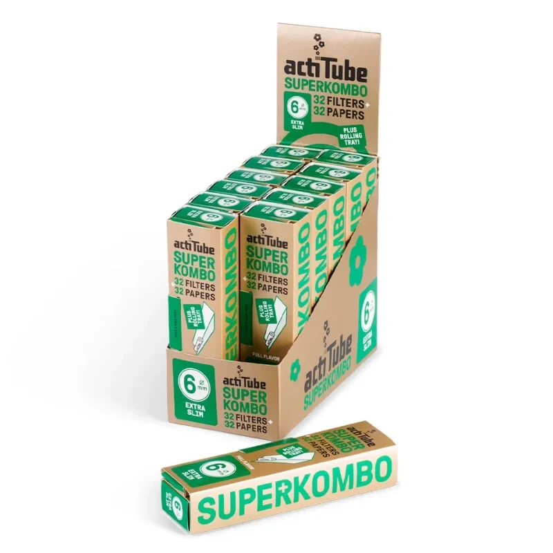 Boite de 12 carnets Superkombo Actitube filtres 6mm + feuilles slim