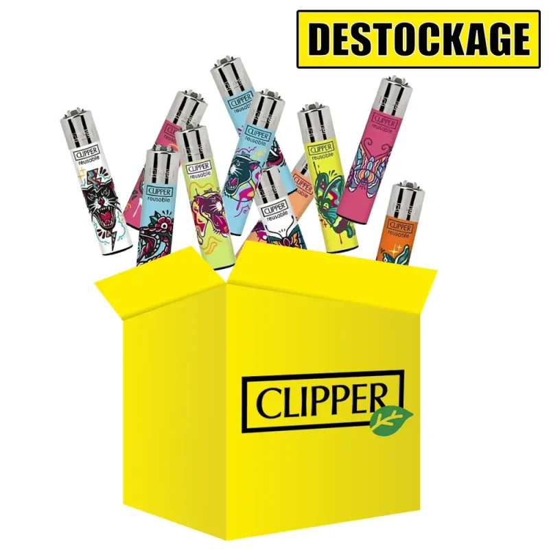 BON PLAN Briquets Clipper Maxi décorés rechargeables en pack économique - Lot de 10 briquet Clipper Large à moins de 1€ le briquet