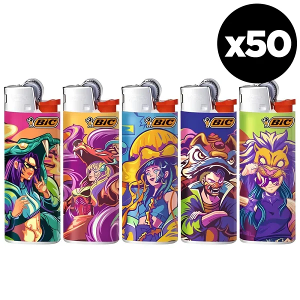 Barquette de 50 BIC Mini Cybermet : des briquets compacts au design futuriste et coloré, fiables et parfaits pour partager ou collectionner !