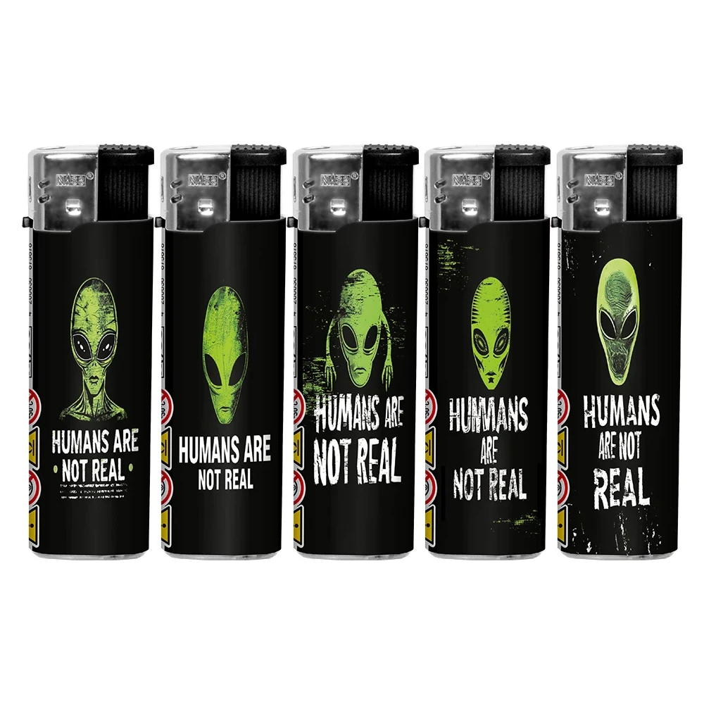 lot de briquets électroniques rechargeables décorés d'aliens.