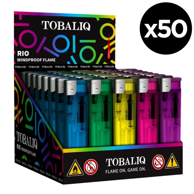 Briquet Turbo Jet - Flamme "Tempête" - Rechargeable - Lot de 50