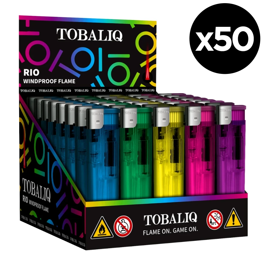 Briquet Turbo Jet - Flamme "Tempête" - Rechargeable - Lot de 50