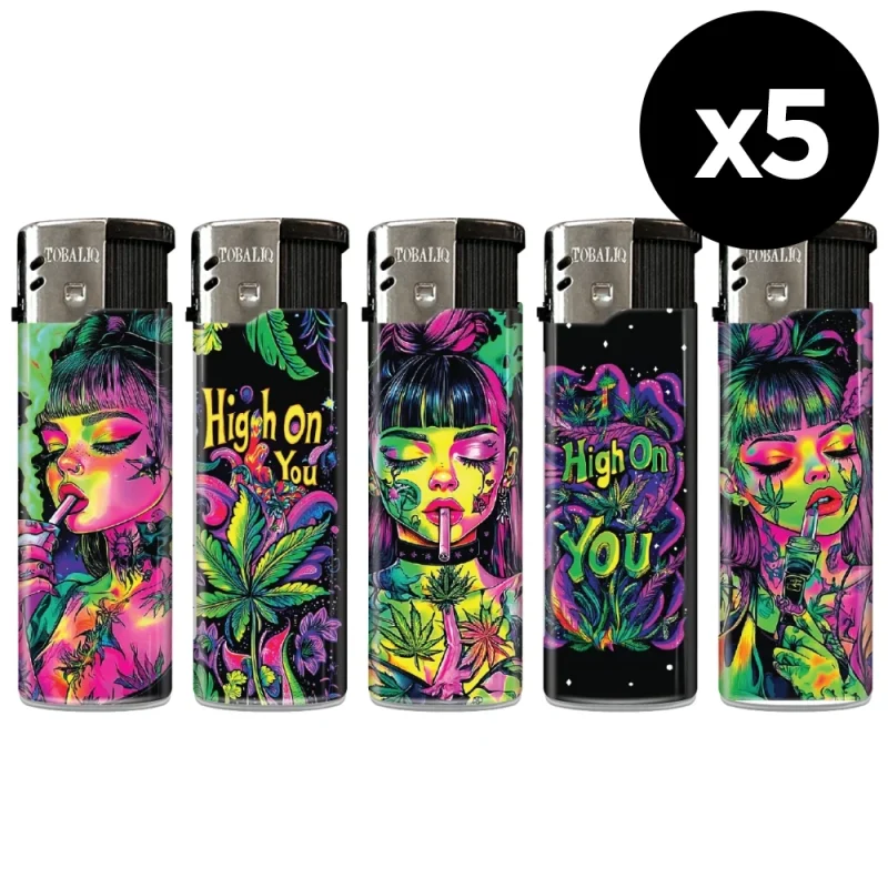 Lot de 5 Briquets électroniques rechargeables High on You Motiv