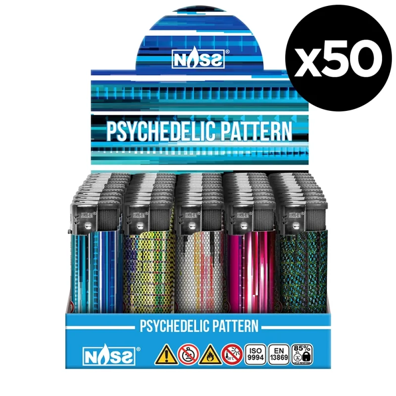 Briquets électroniques rechargeables Psychedelic - Boite de 50
