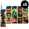 Lot de 5 Briquets tempête rechargeables 3D Rasta Puff