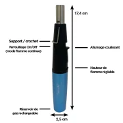 Briquet torche coupe-vent rechargeable gaz