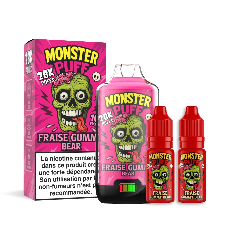 Puff Monster 28000 taff goût fraise gummy bear