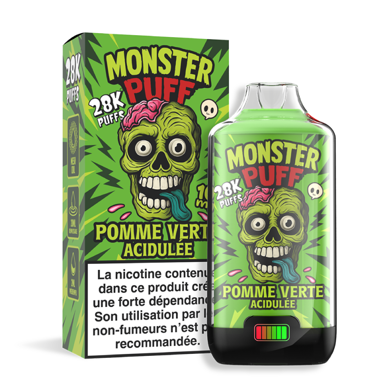 Puff 28000 taff, goût Pomme verte acidulé par Monster Puff