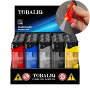 Briquet avec lumière led - rechargeables en gaz - allumage électronique - boite de 50 briquets au tarif économique.