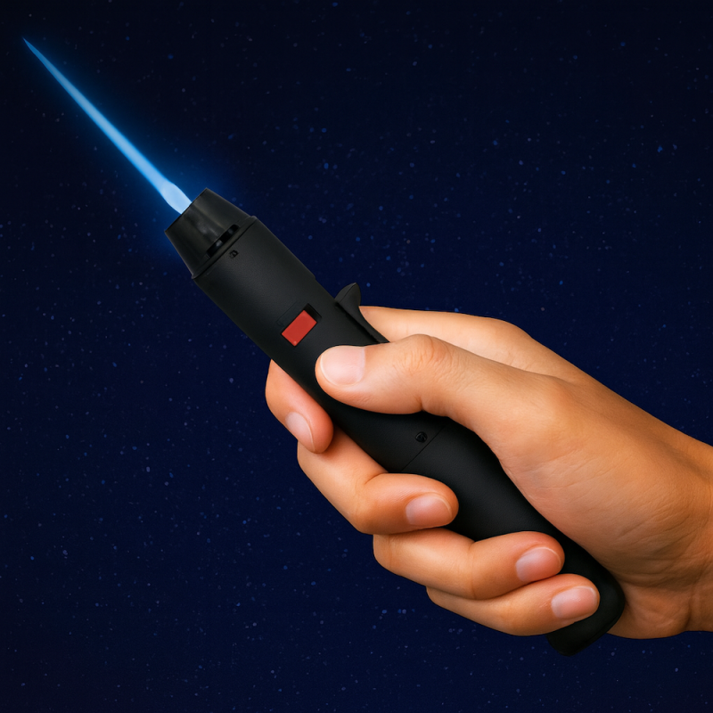 briquet tempete puissant avec flamme bleue - idéal pour barbecue, cigare, cheminée, feu de camp...