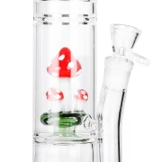 détail du percolateur en forme de champignons du grand bang en verre